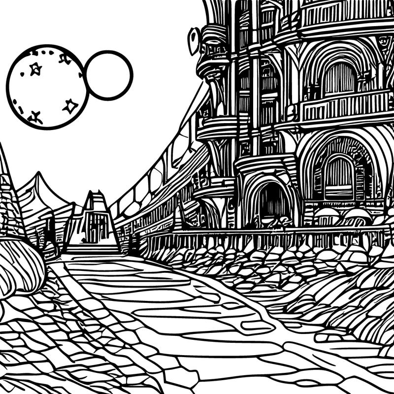fantasy city on the moon