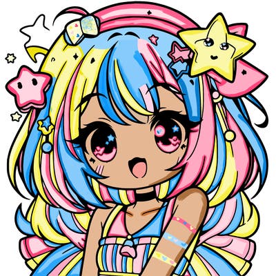 cute anime girl with star accessories