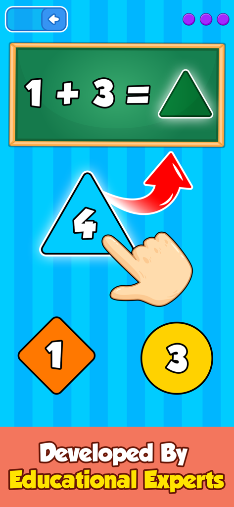 Bebi: Baby Games for Preschool - A preschool math game where a child learns addition by dragging the correct number answer into place.
