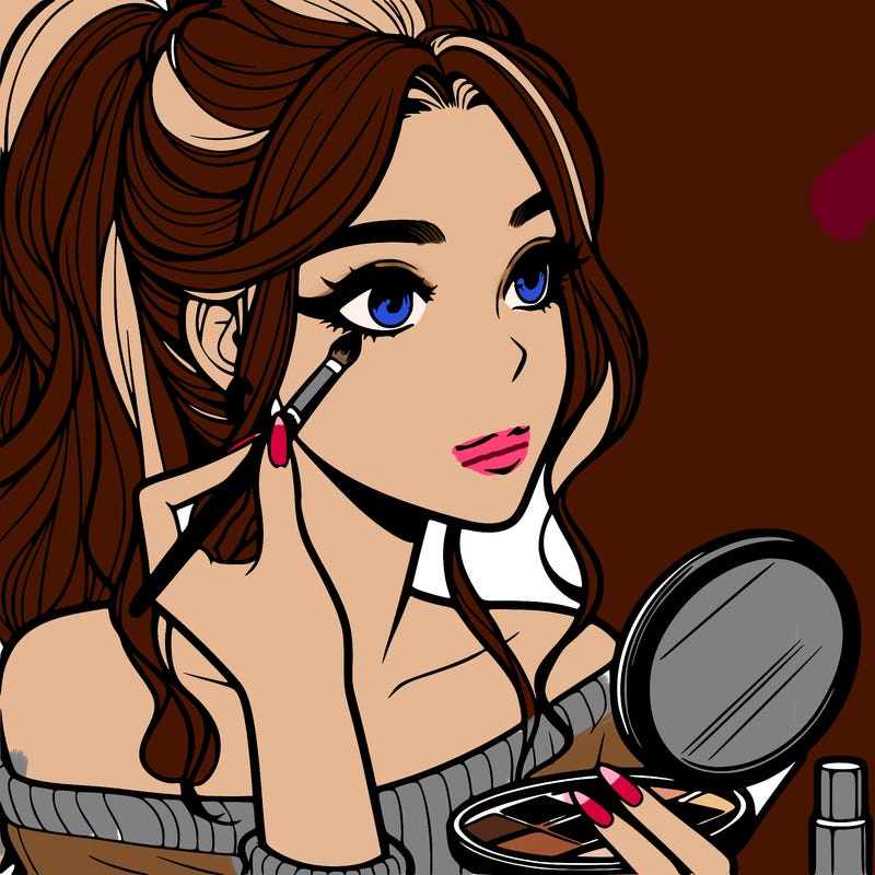 a realistic girl doing her makeup