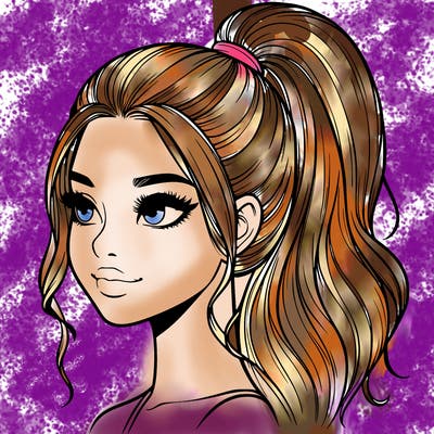 realistic girl with a high ponytail