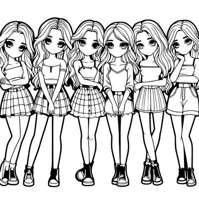 a group of girls realistic