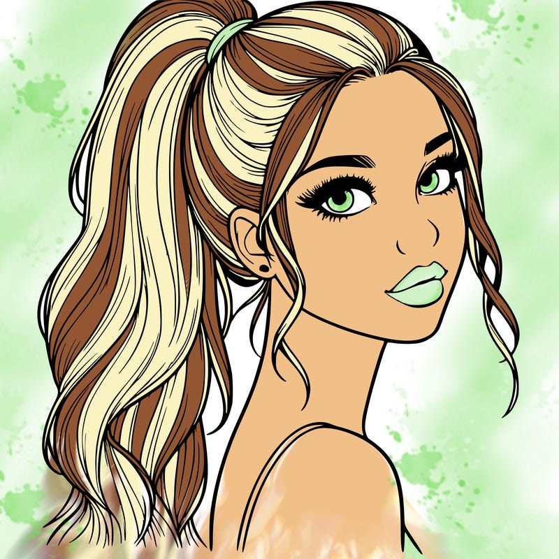 realistic pretty girl with high pony tail