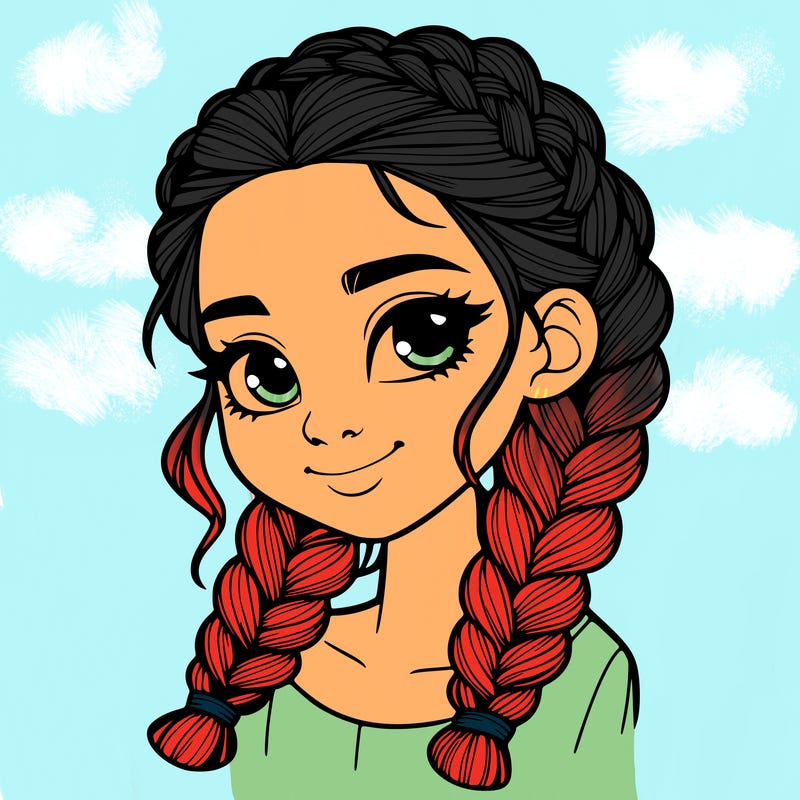 girl with braids realistic