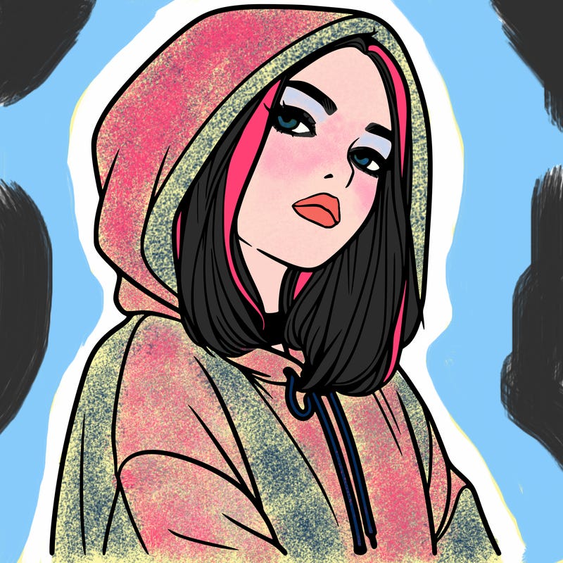 a realistic girl in a hoodie