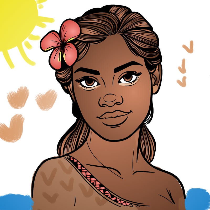 a realistic polynesian woman with a samoan pacific look and a taupou