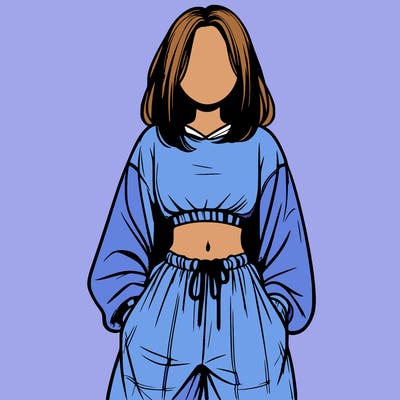 realistic girl faceless with baggy pants and a crop top