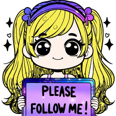 a girl holding  a sign  saying please  follow  me