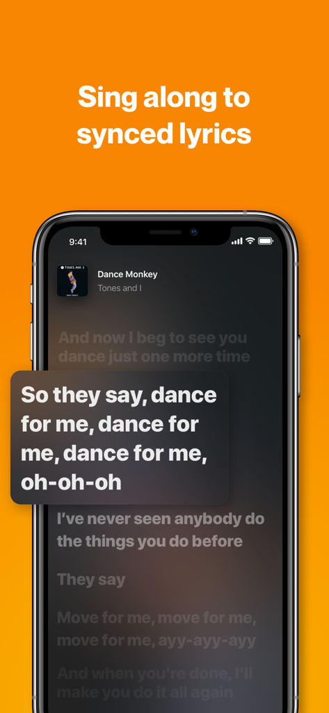 A smartphone displaying real-time synced song lyrics within the Shazam app interface