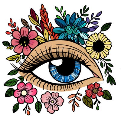 eye with flowers
