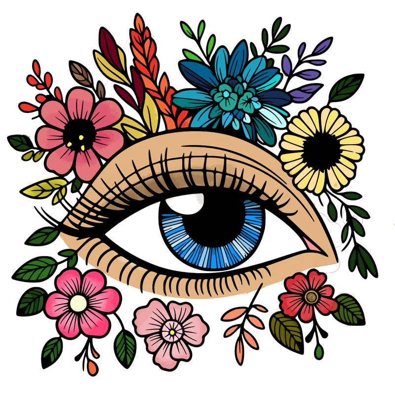 eye with flowers