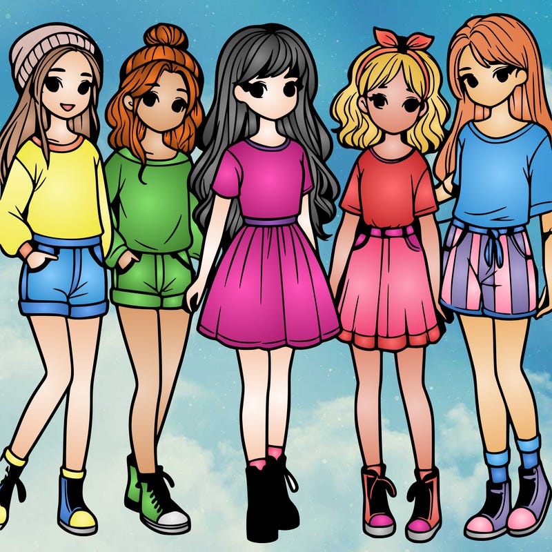 a group of five girls