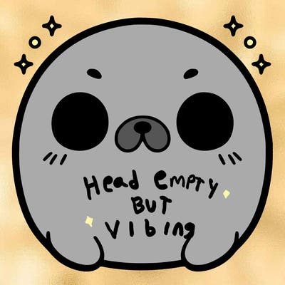 kawaii seal with a fluffy round body and big eyes