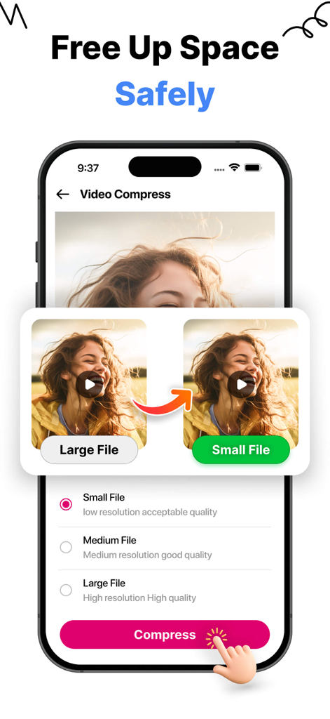 Gallery Photo Vault video compression tool to free up storage space on iPhone