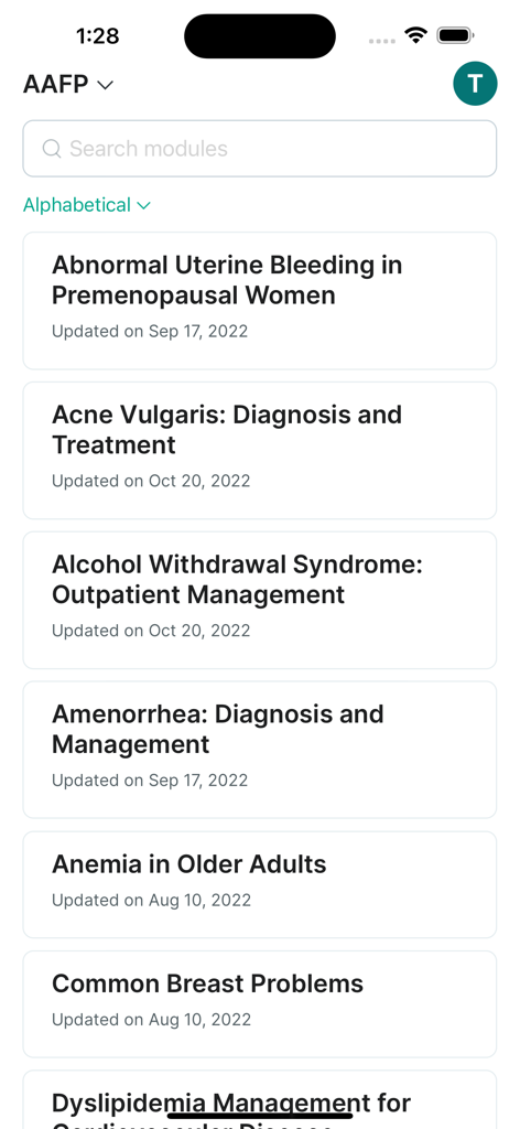 AvoMD - A list of clinical decision modules from the AAFP within the AvoMD mobile application.