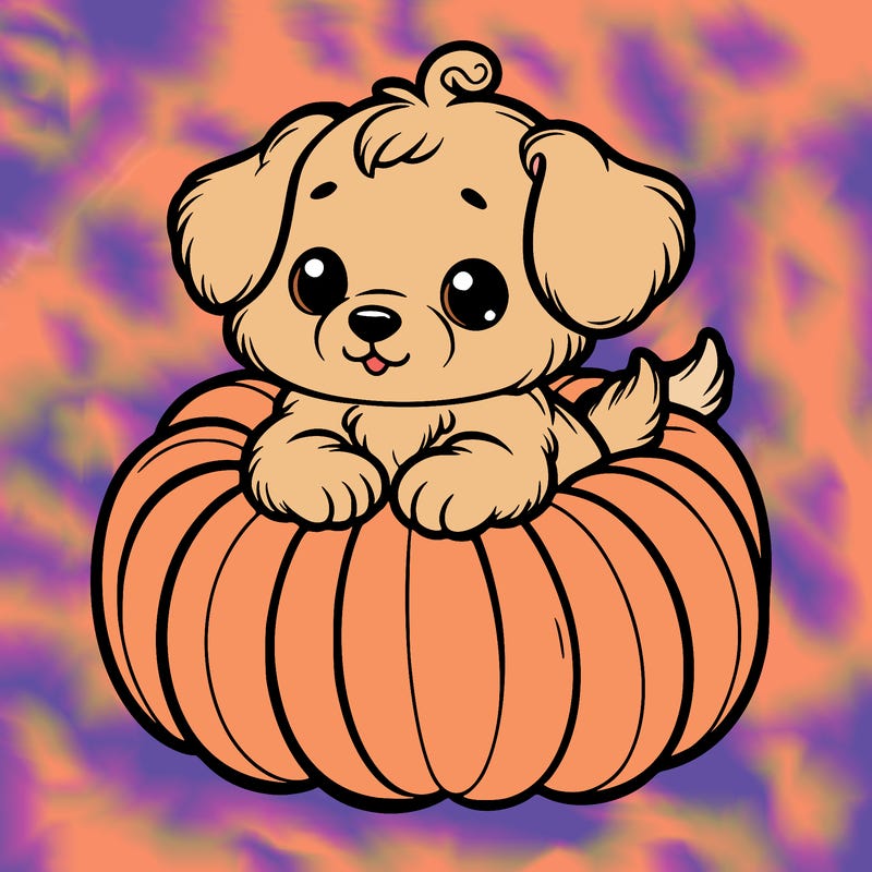 cute little puppy in a pumpkin