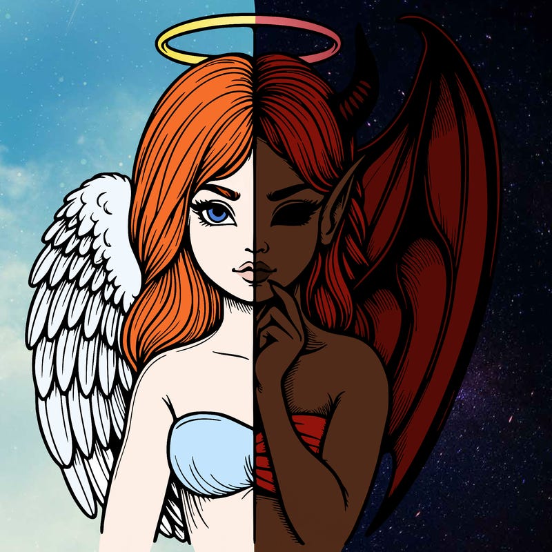 realistic angel half demon