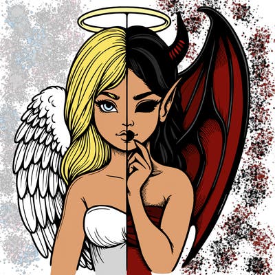 realistic angel half demon