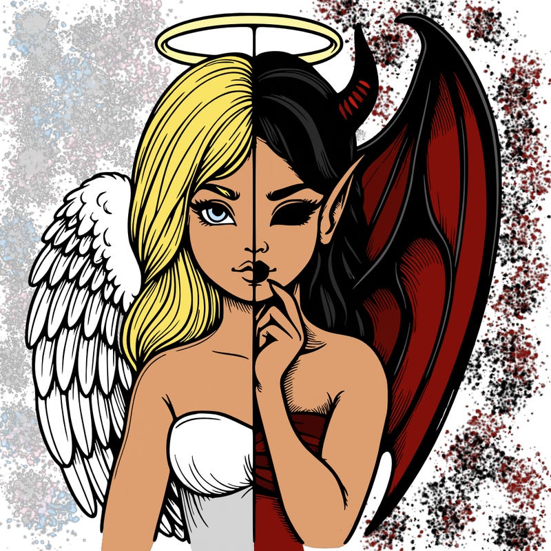 realistic angel half demon