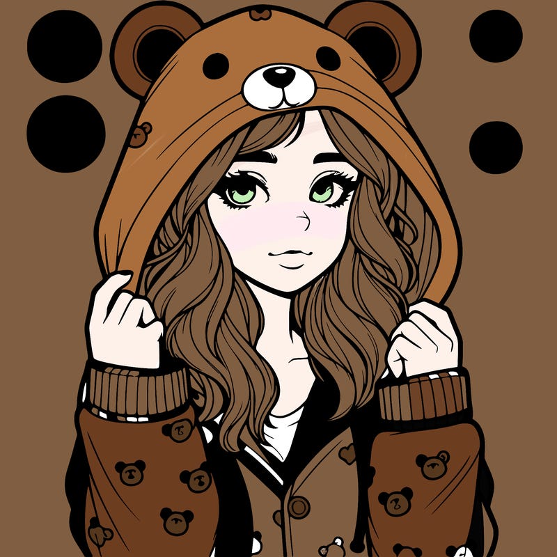 realistic girl in a animal pjs hoodie