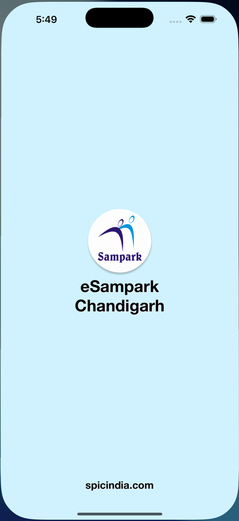 eSampark Chandigarh - The loading splash screen of the eSampark Chandigarh app displaying its official logo and website address.