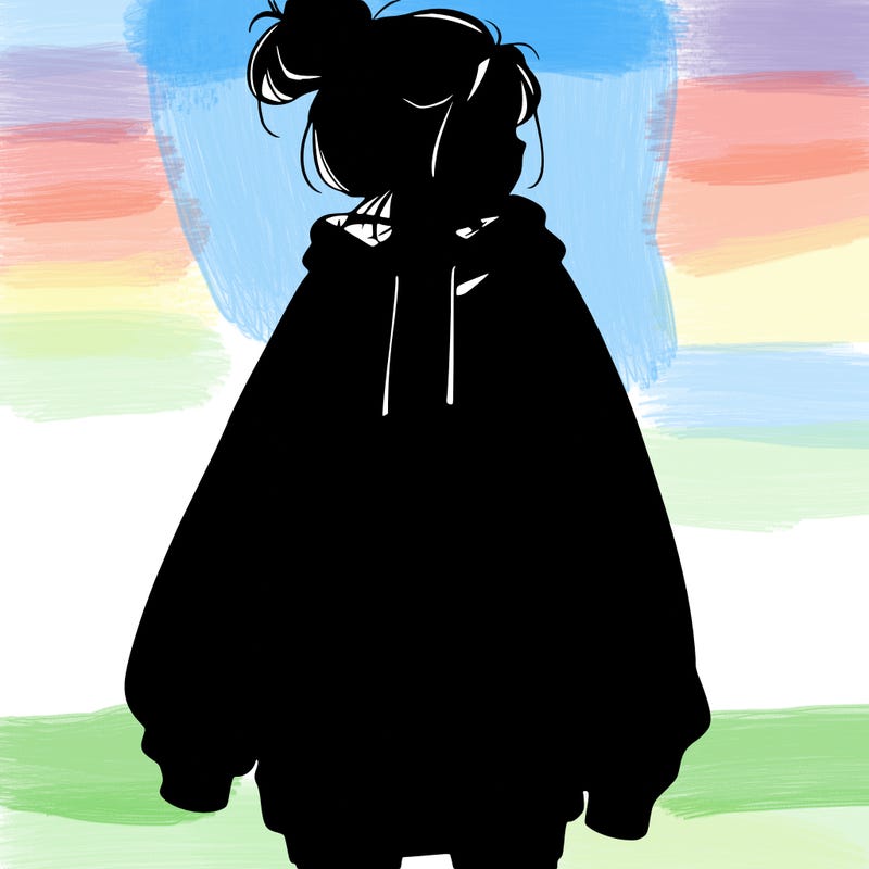 realistic girl with a oversized sweatshirt on and a bun