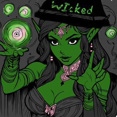 realistic scary beautiful elf sorceress casting spell