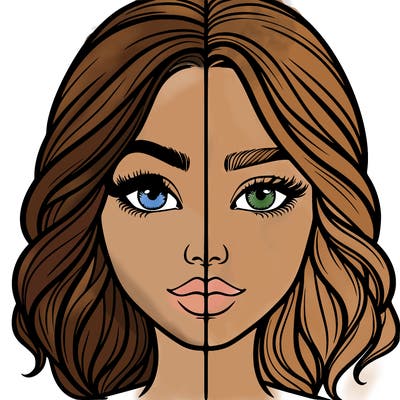 realistic girl split half