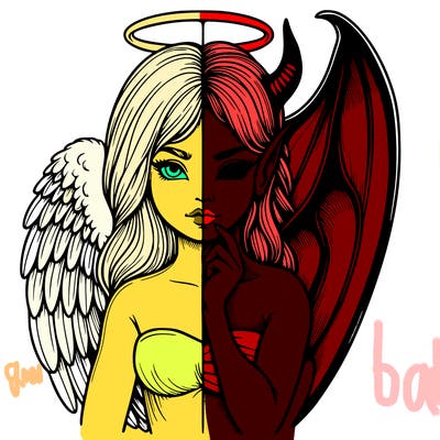 realistic angel half demon