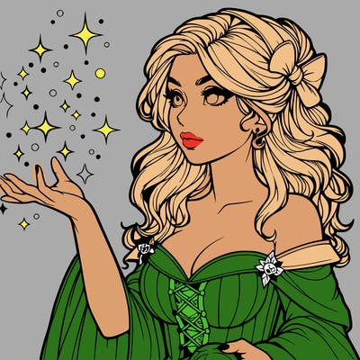 realistic women sorcerer using magic