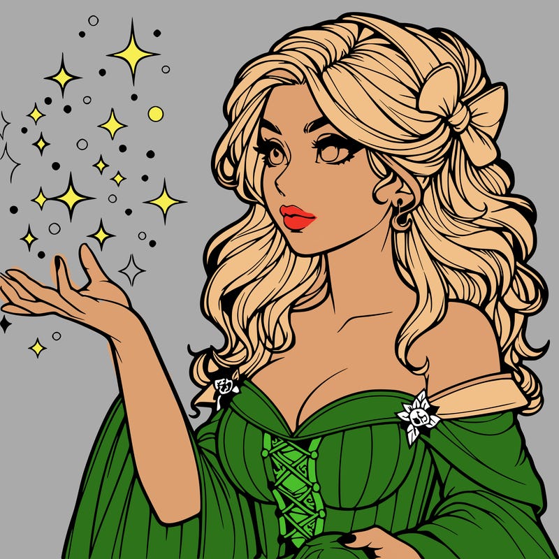 realistic women sorcerer using magic