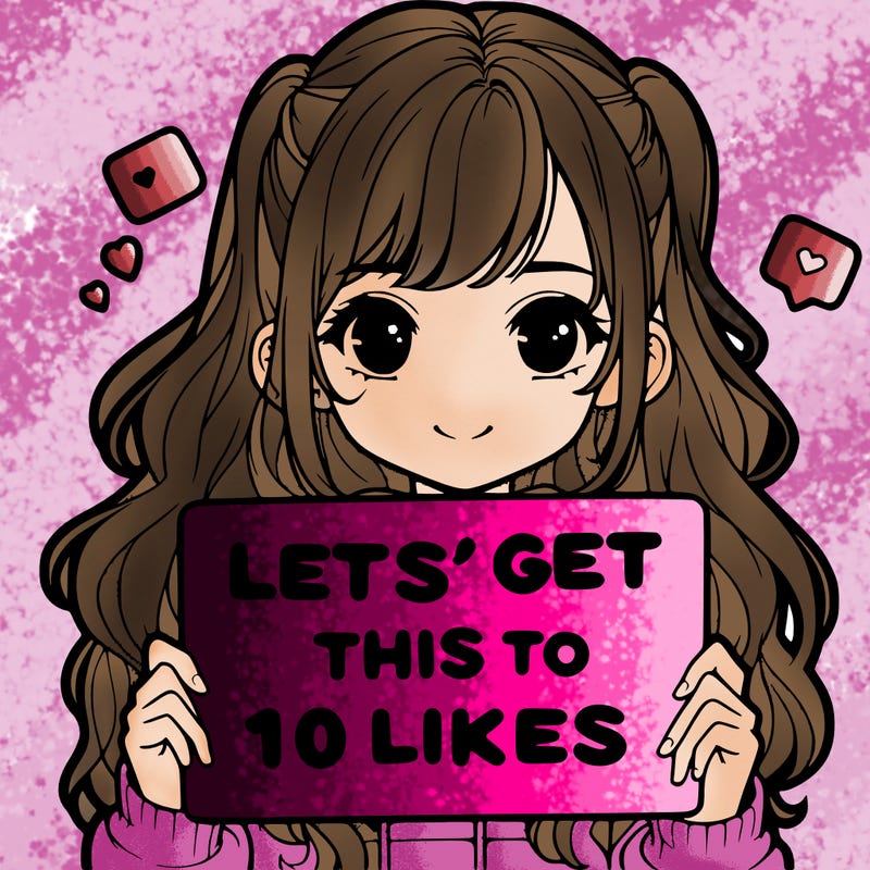 girl holding up sign that says let’s get this to 10 likes realistic
