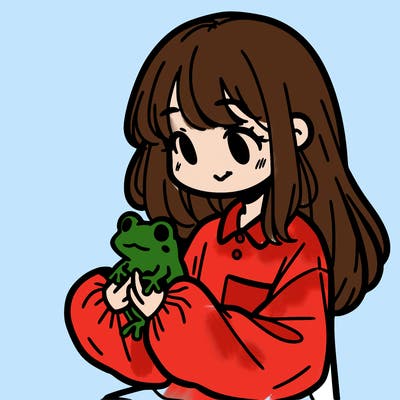 girl with long hair and a oversized shirt. and she is holding a frog