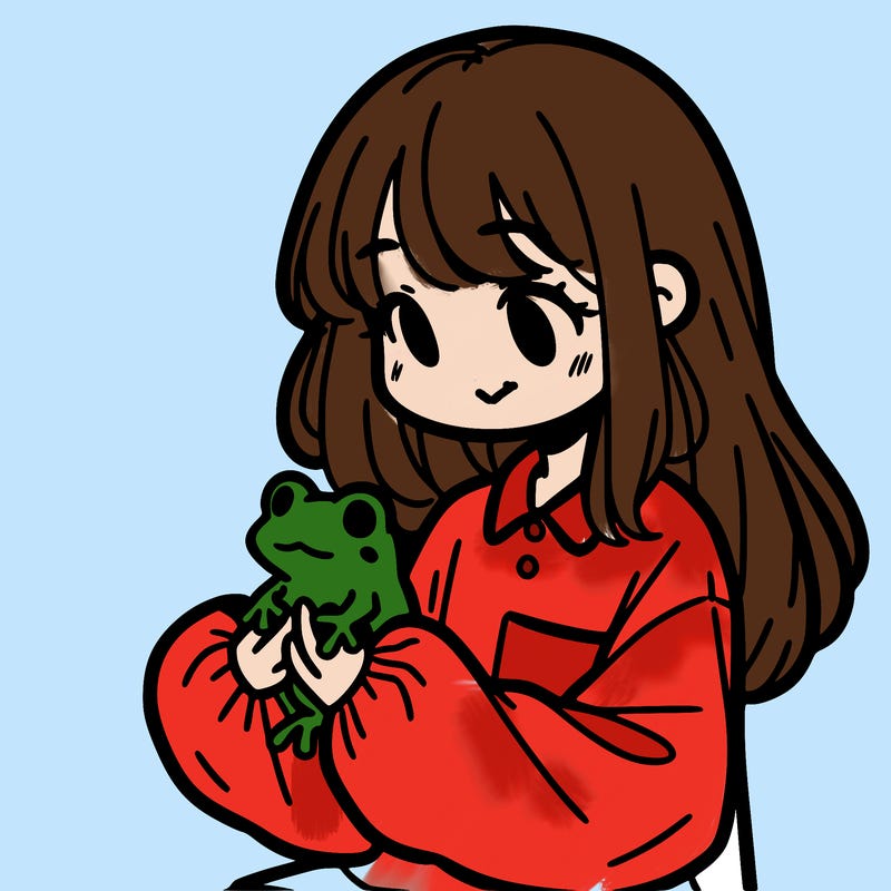 girl with long hair and a oversized shirt. and she is holding a frog