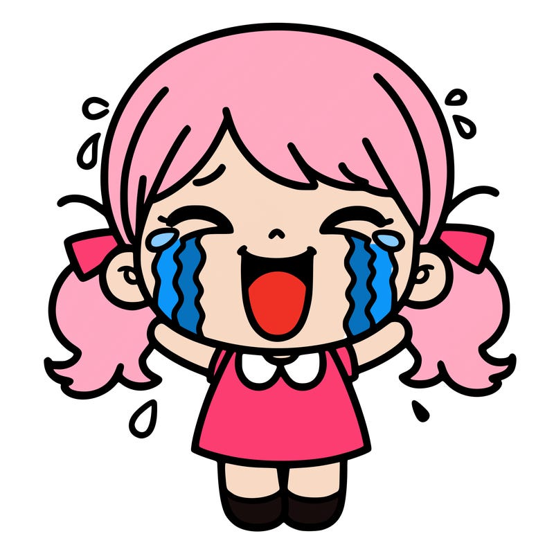 happy crying girl