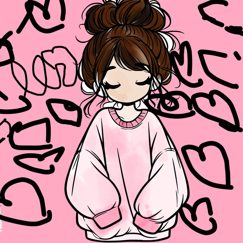 girl with baggy sweatshirt and messy bun