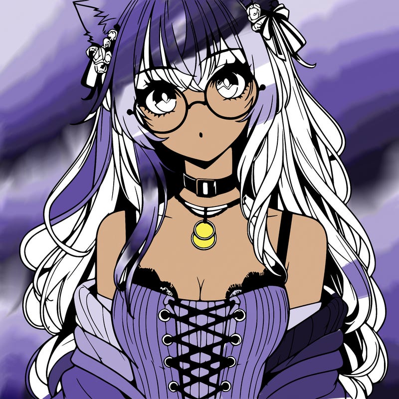 anime girl realistic with hot glasses and cat ears
