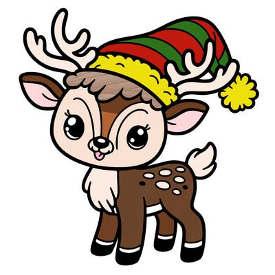 christmas reindeer with santa hat