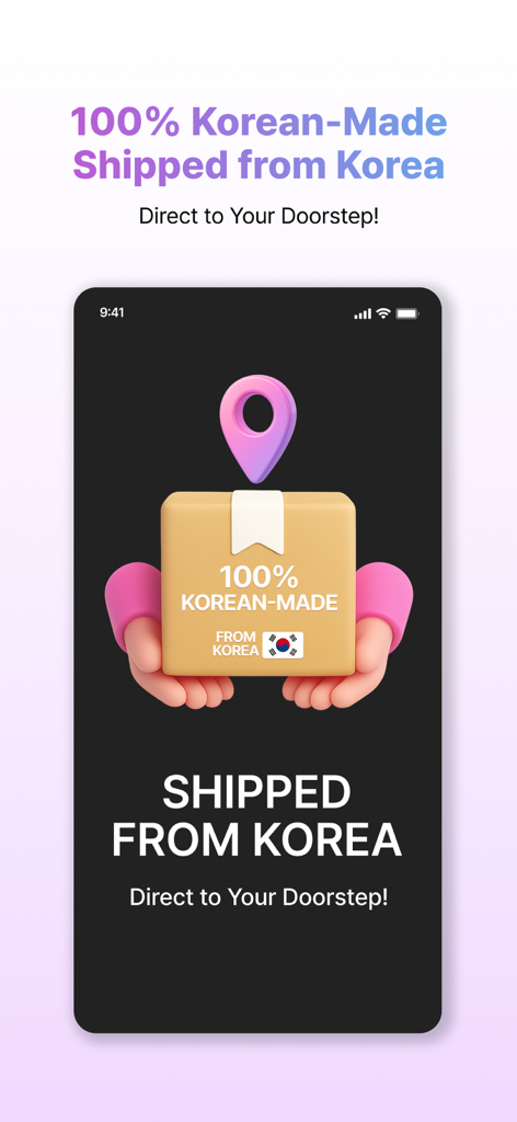 StyleKorean - StyleKorean app screen promoting direct shipping of authentic products from Korea to your doorstep