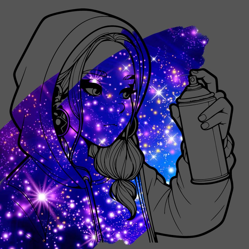 a realistic girl, spray painting