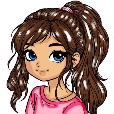 realistic girl with ponytail