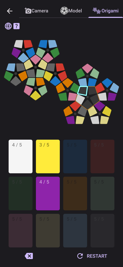 ASolver>I'll solve your puzzle - Selección manual de colores para un rompecabezas Megaminx en la aplicación ASolver.