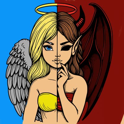 realistic angel half demon