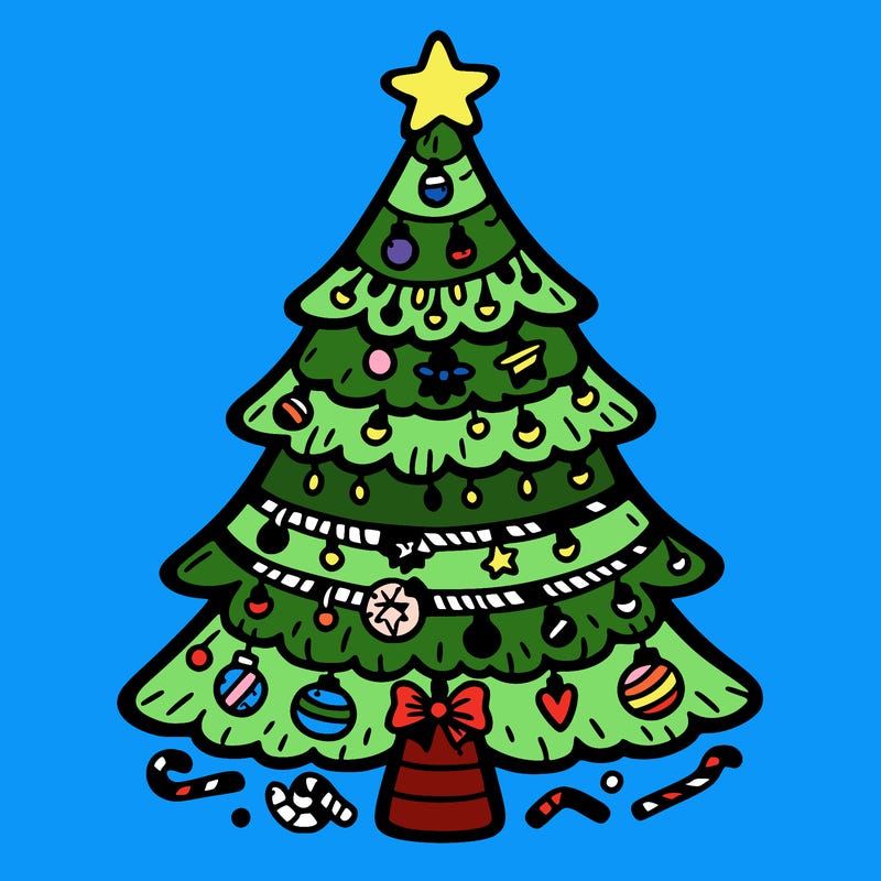 christmas tree with lots of details