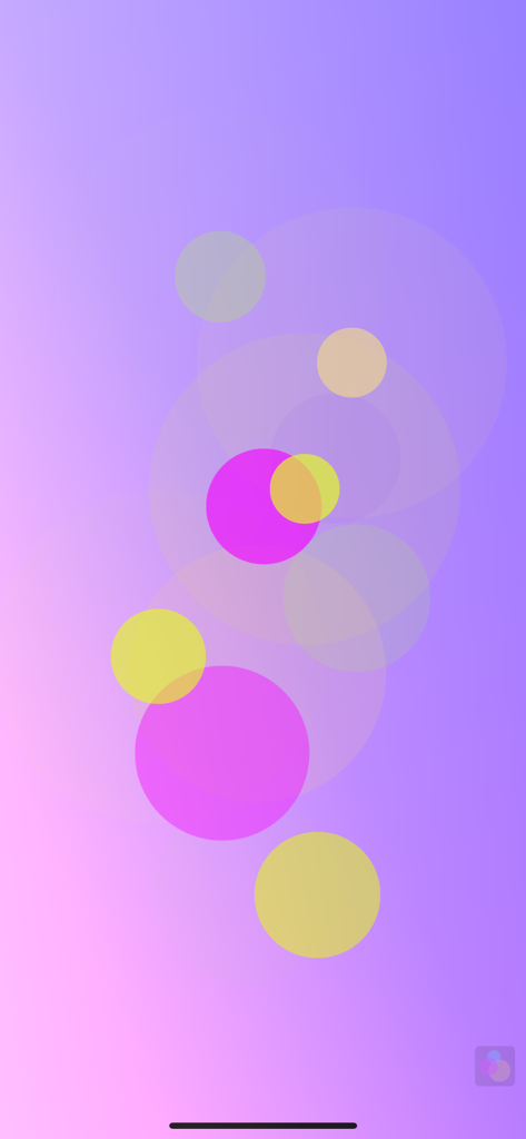 Bloom - Minimalist generative artwork with translucent circles on a purple gradient background from the Bloom app.