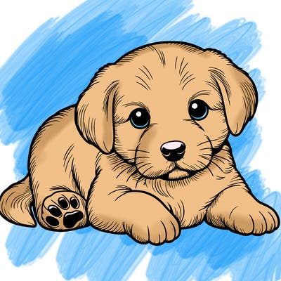 a cute realistic puppy