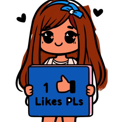 girl holding a sign saying 10 likes pls