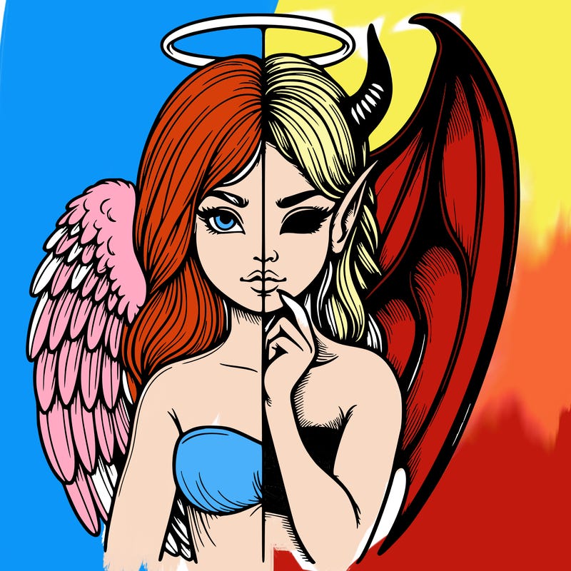 realistic angel half demon