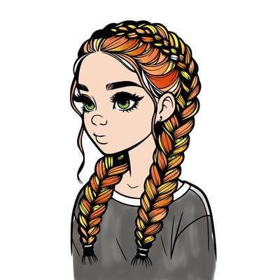 realistic girl with braids