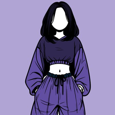 realistic girl faceless with baggy pants and a crop top